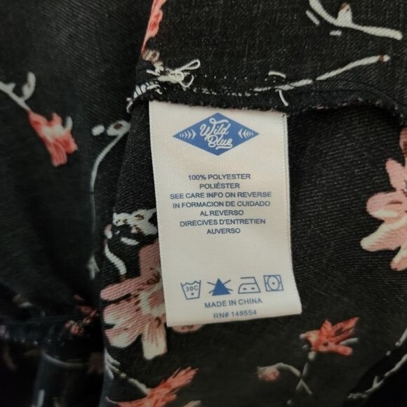 Wild Blue x Sadie Robertson Black Floral Off Shoulder Semi-Sheer Blouse Medium - Picture 4 of 5